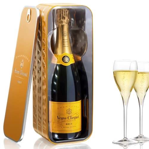Veuve Clicquot Ponsardine Tin Yellow Label Brut Gift Set - Perfect Gift